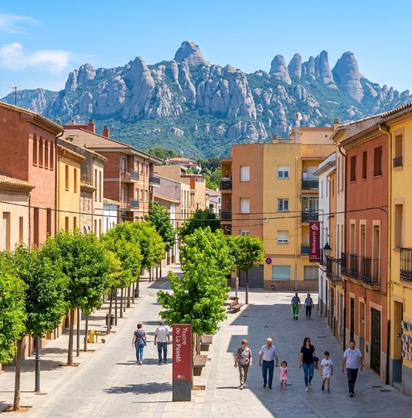 Vistas del centro histórico, el patrimonio arquitectónico y el entorno natural de Esparreguera y Montserrat